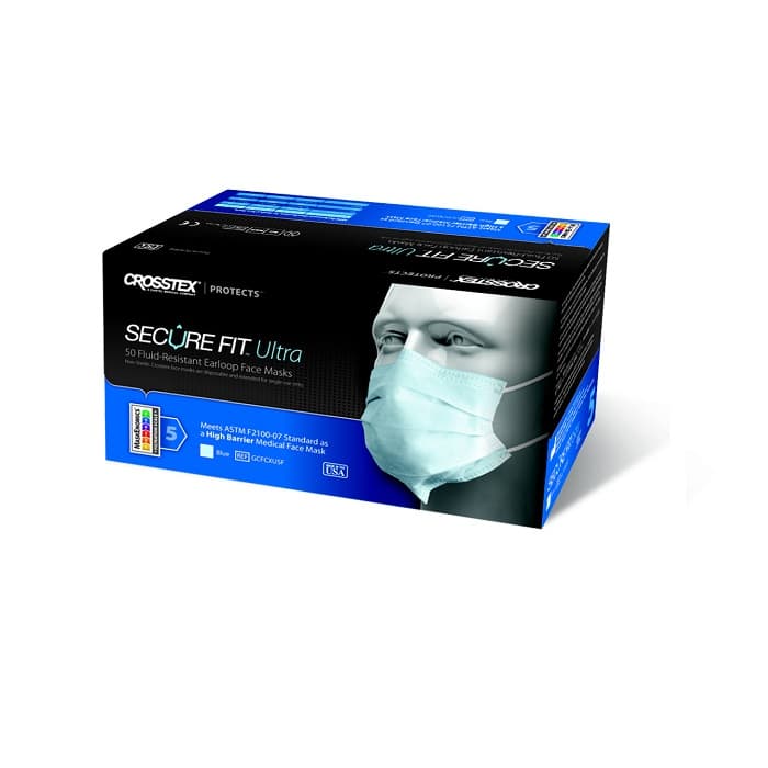Crosstex Ultra Earloop Face Mask with Secure Fit Technology, ASTM Level 3, Blue, 50/Box, GCFCXUSF thumbnail 29