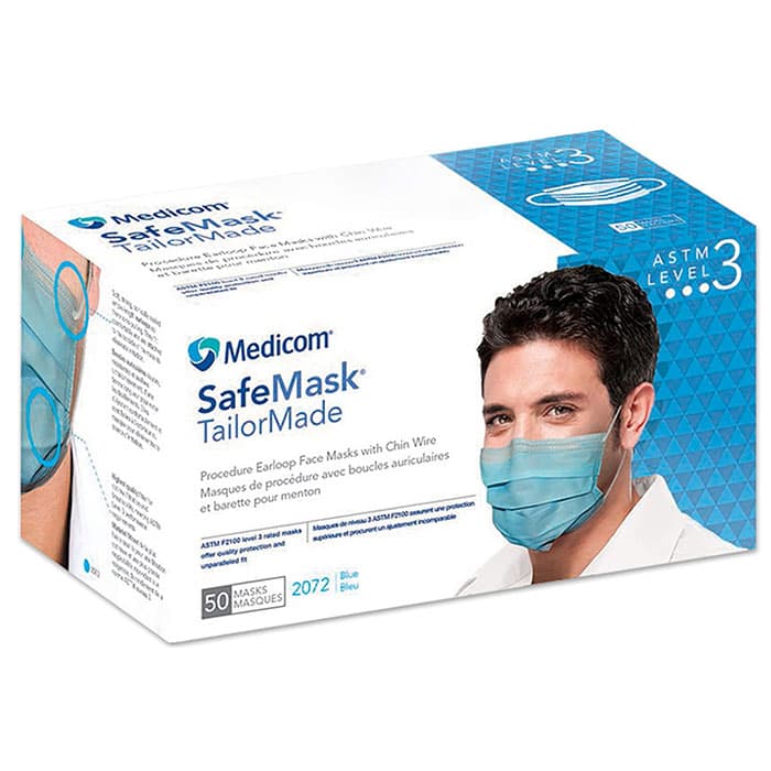 SafeMask TailorMade Procedure Mask with Chin Wire, ASTM Level 3, Blue, 50/Box, 2072 thumbnail 25