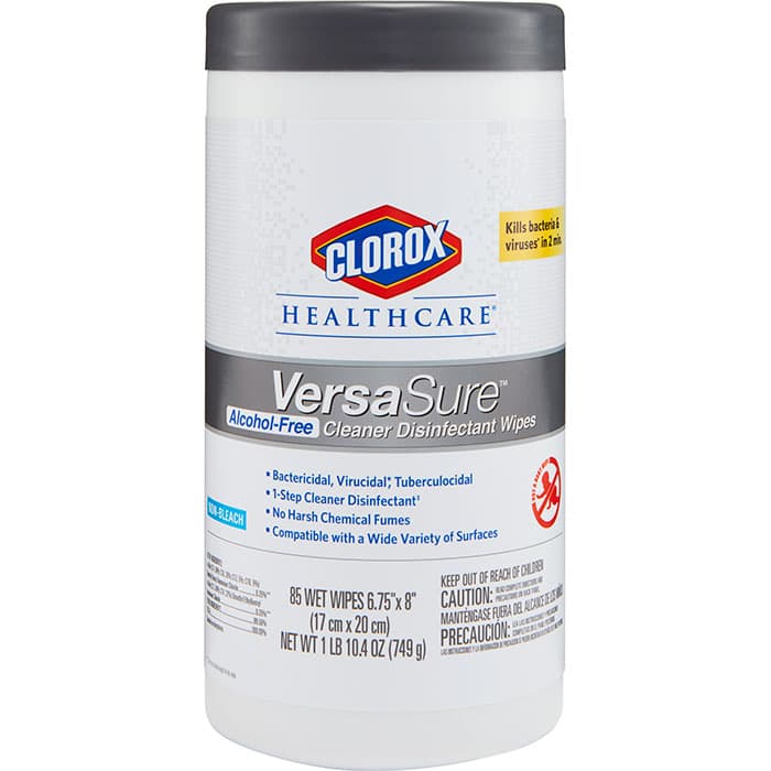 Clorox Healthcare VersaSure Alcohol-Free Cleaner Disinfectant Wipes, 6.75" x 8", 85/Canister, 31757 thumbnail 3