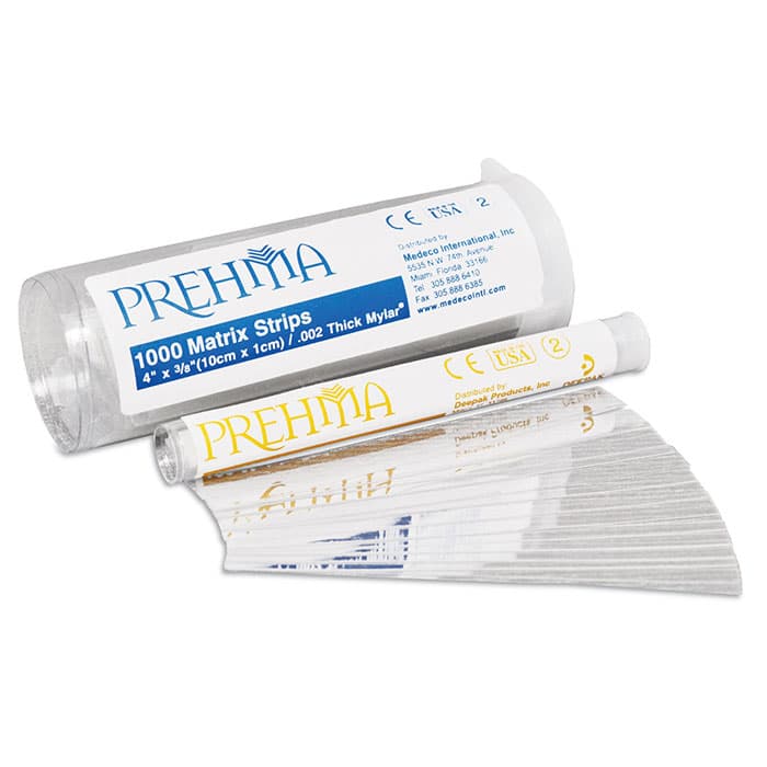 Keystone Prehma Mylar Matrix Strips, Clear Polyester, 0.002 Gauge (60 Microns), 4" x 3/8", Tube of 1000, 36-01122 thumbnail 2