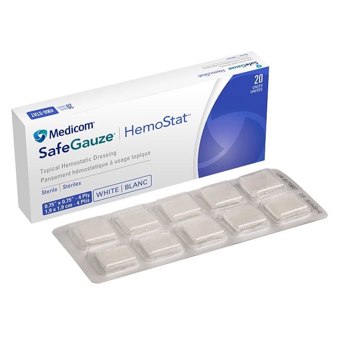 SafeGauze HemoStat Topical Hemostatic Dressing, 0.75" x 0.75", 4-Ply, 20/Box, 4900-STAT thumbnail 15