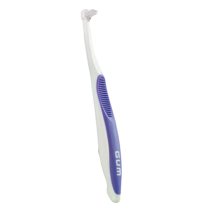 GUM End Tuft Toothbrush, Tapered Trim, Soft Bristles, 3 Rows, 7 Tufts, Small Head, Assorted Colors, 12/Box, 308PD thumbnail 22
