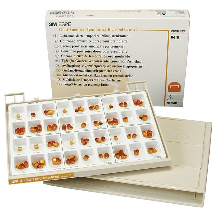 3M Gold Anodized Temporary Bicuspid Crowns, Upper Left First Bicuspid, Size 4, 5/Box, 940514 thumbnail 11