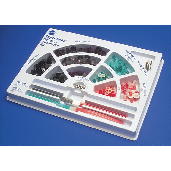 Shofu Super-Snap Rainbow Technique Kit, 180 Disks (100 Standard & 80 Mini), 40 Polystrips, 2 Dura-White Stones, 1 CompoSite Fine Midi-Point, 4 CA Mandrels, 0500 thumbnail 32