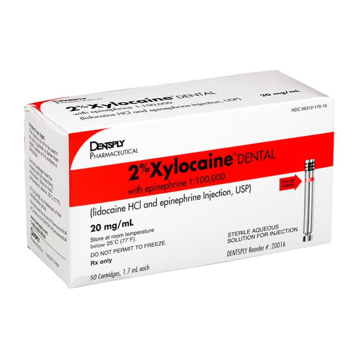Xylocaine 2% Lidocaine HCl with Epinephrine 1:100,000, Red, 1.7 mL Cartridges, 50/Box, 20016 thumbnail 16