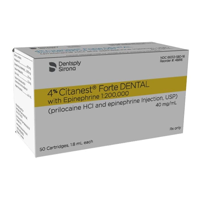 Citanest Forte 4% Prilocaine with Epinephrine 1:200,000, 1.8 mL Glass Cartridges, Yellow, 50/Box, 48816 thumbnail 15