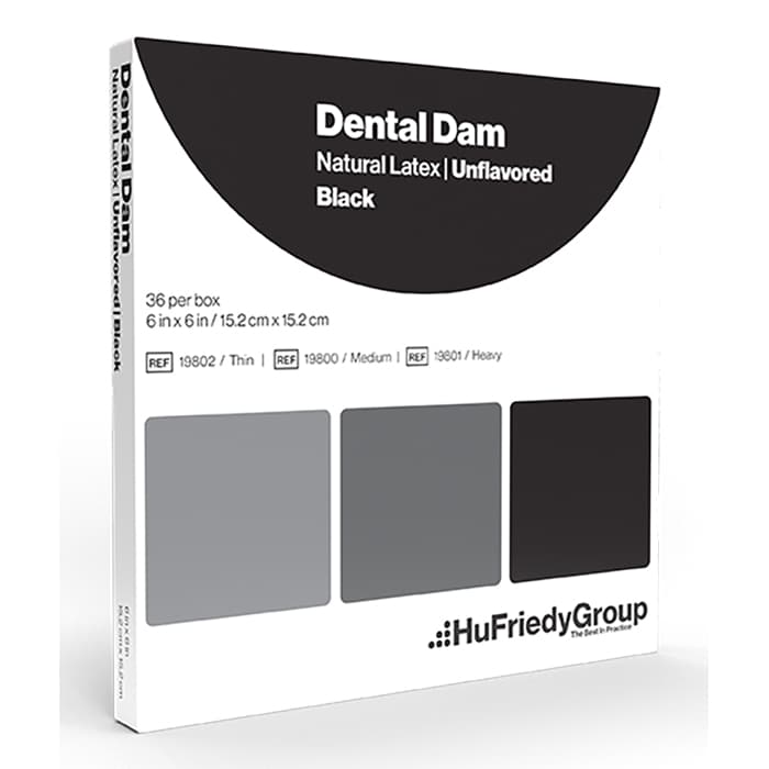 Hu-Friedy Latex Dental Dam, Medium Gauge, Black, 6" x 6", 36/Box, 19800 thumbnail 3