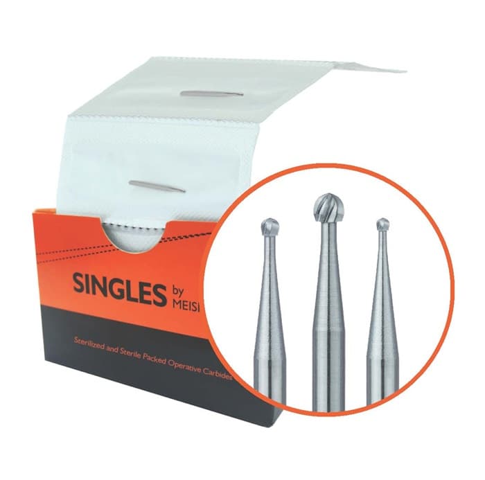 Meisinger Singles Sterile Carbide Burs, RA (Right Angle) #2, Round, 1 mm Head, 25/Pk, HM1-010-RA thumbnail 16