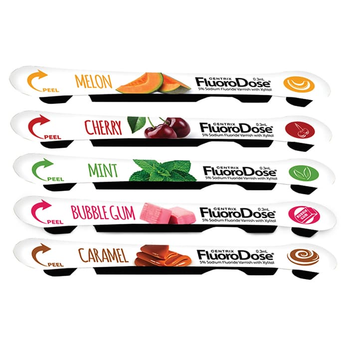 FluoroDose Fluoride Varnish, 5% Sodium Fluoride, Melon Flavor, 0.3 mL Single-Dose LolliPack with Benda Brush, 120/Pkg, 360107 thumbnail 15