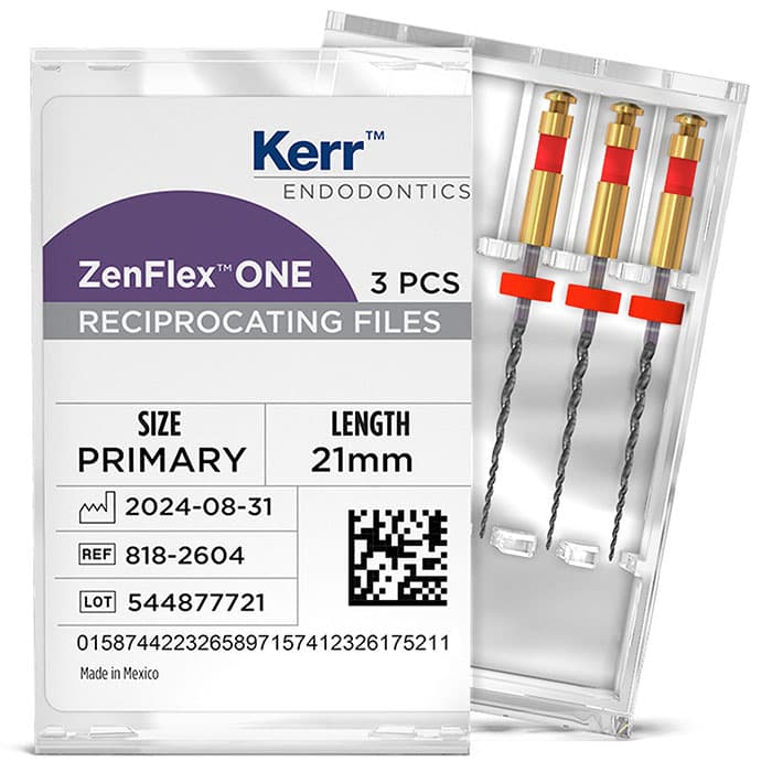 Kerr ZenFlex ONE Reciprocating NiTi File, Primary, Red, .25/.06, 21mm, 3/Pk, 818-2604 thumbnail 16
