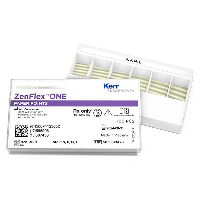 Kerr ZenFlex ONE Absorbent Paper Points, .06 Taper, Assorted Sizes, White, Non-Sterile, 100/Pk, 972-0120 thumbnail 8