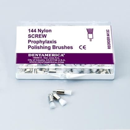Dentamerica Screw-Type Prophy Brush, Flat Tip, Metal Shank, White, 144/Pkg, #416 thumbnail 12