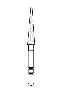 Two Striper Diamond Bur, FG, Cone, #209.10, Very Fine, Yellow, 2.3 mm Major/0.5 mm Minor Diameter, 10 mm Length, 5/Pk, 2015057 thumbnail 14
