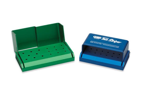 Two Striper 17-Hole Bur Block, 9 FG / 8 RA, Green Anodized Aluminum, Autoclavable Swivel Lid, 9051024 thumbnail 7