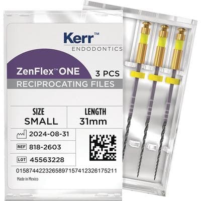 ZenFlex™ ONE Reciprocating NiTi File, Small, Yellow, .20/.06, 31mm, 3/Pk, 818-2603 thumbnail 13