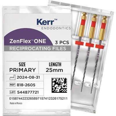 ZenFlex ONE Reciprocating NiTi File, Primary, Red, .25/.06, 25 mm, 3/Pk, 818-2605 thumbnail 19