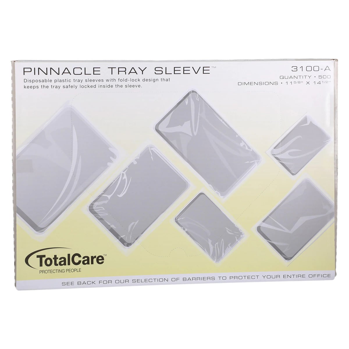 Pinnacle Tray Sleeve, Size A, 11-5/8" x 14-1/2", Clear Plastic, 500/Box, Model 3100-A