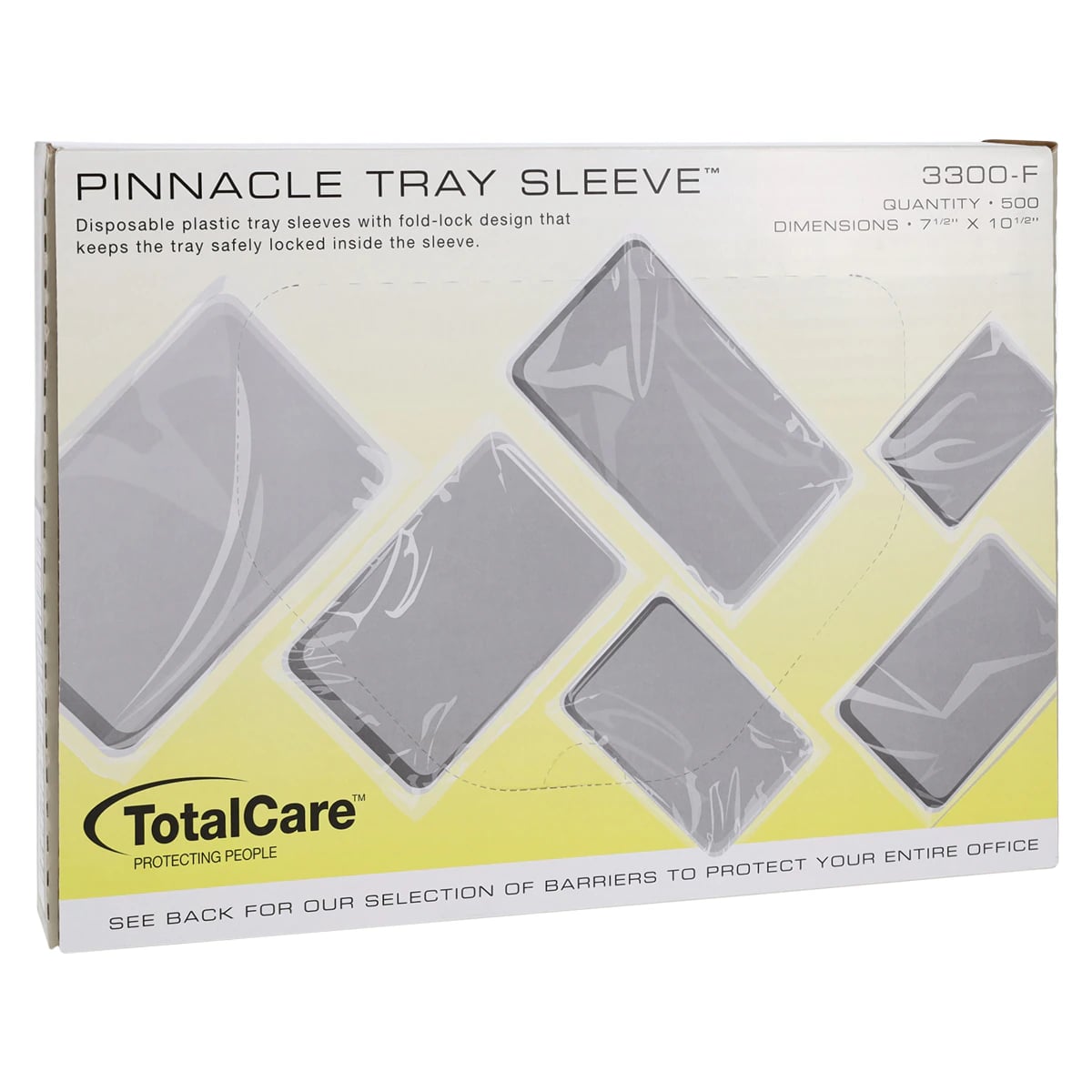 Pinnacle Tray Sleeve, Size F, 7.5" x 10.5", Clear Plastic, 500/Box, 3300-F