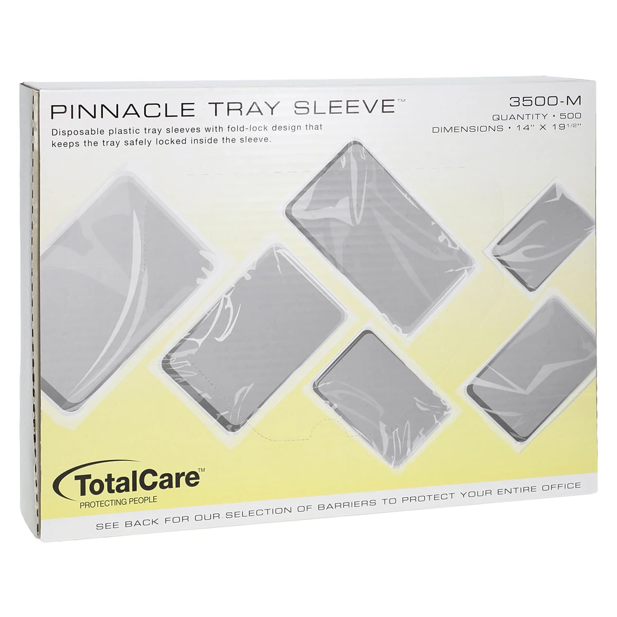 Pinnacle Tray Sleeve, Clear Plastic, Fits Mayo Tray, 14" x 19.5", 500/Box, 3500-M