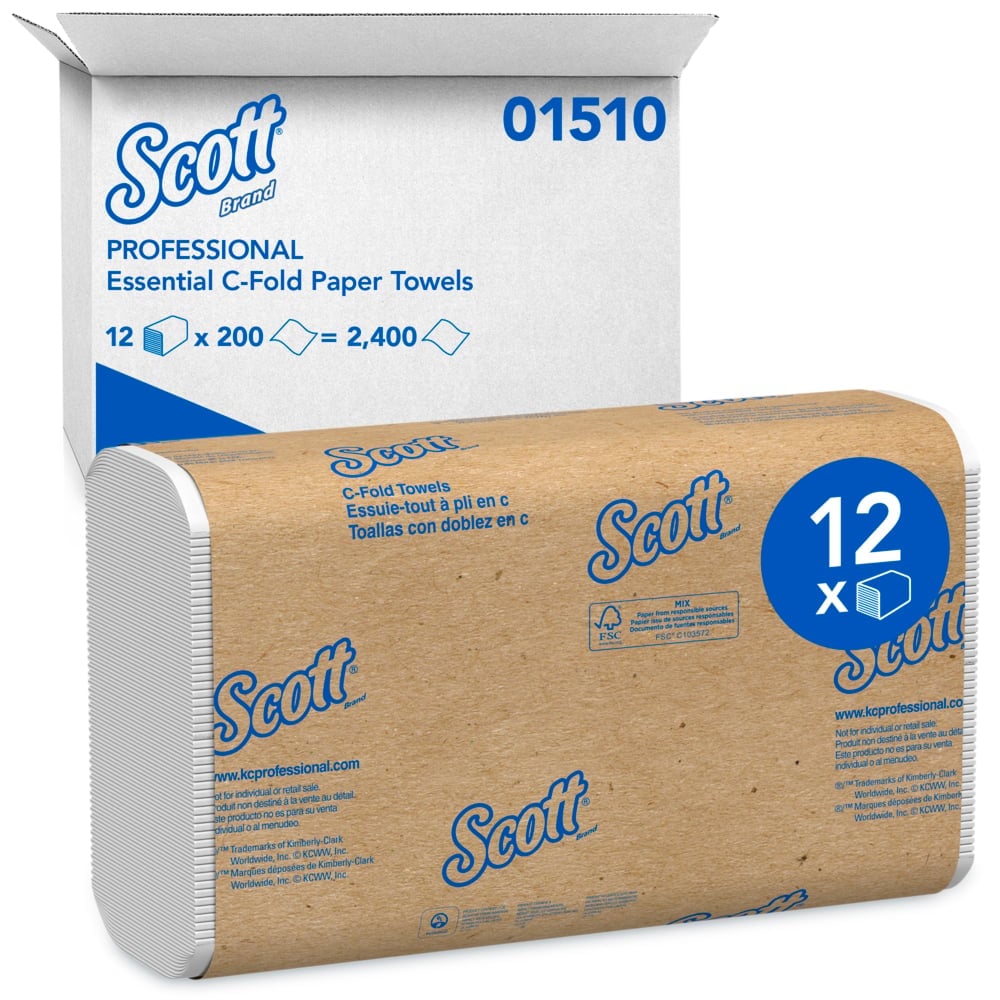 Scott Surpass C-Fold Paper Towels, 1-Ply, White, 10.1 in x 13.15 in, 2400/Case, 01510
