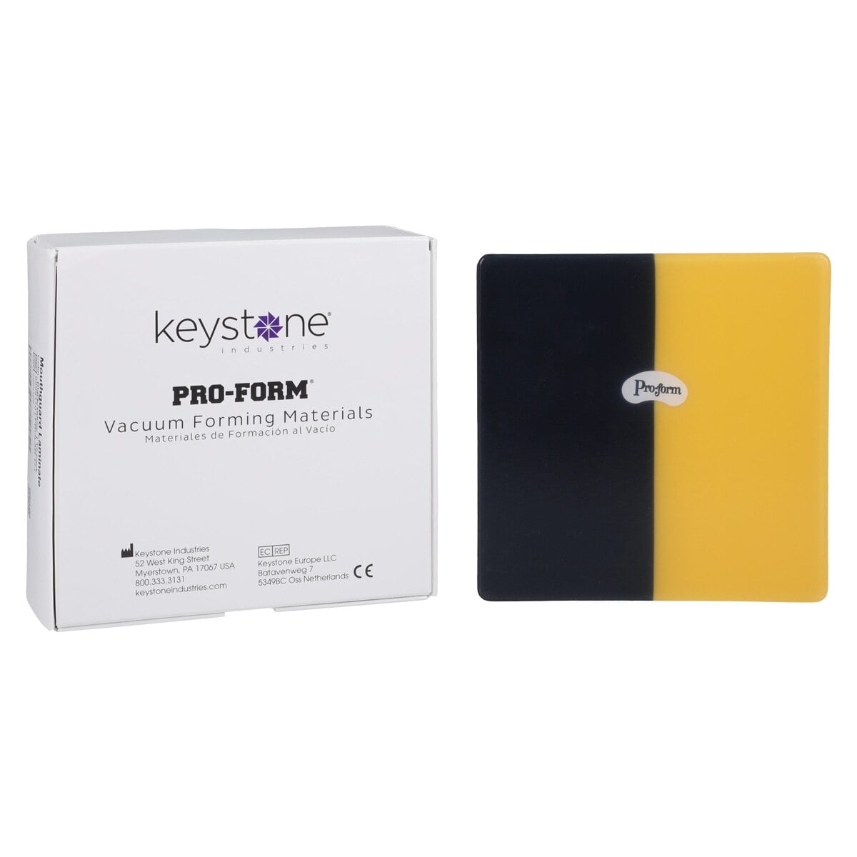 Pro-Form Dual-Color Mouthguard Laminates, 5" x 5", 0.160" (4mm), Black/Yellow, 12/Pk, 9598110