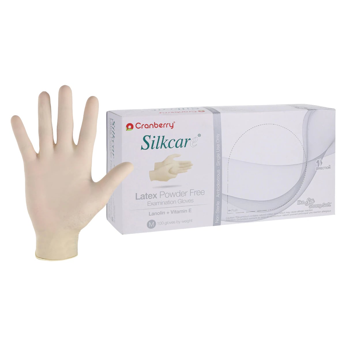 Cranberry Silkcare Latex Powder-Free Examination Gloves, Medium, 100/Box, CR7817