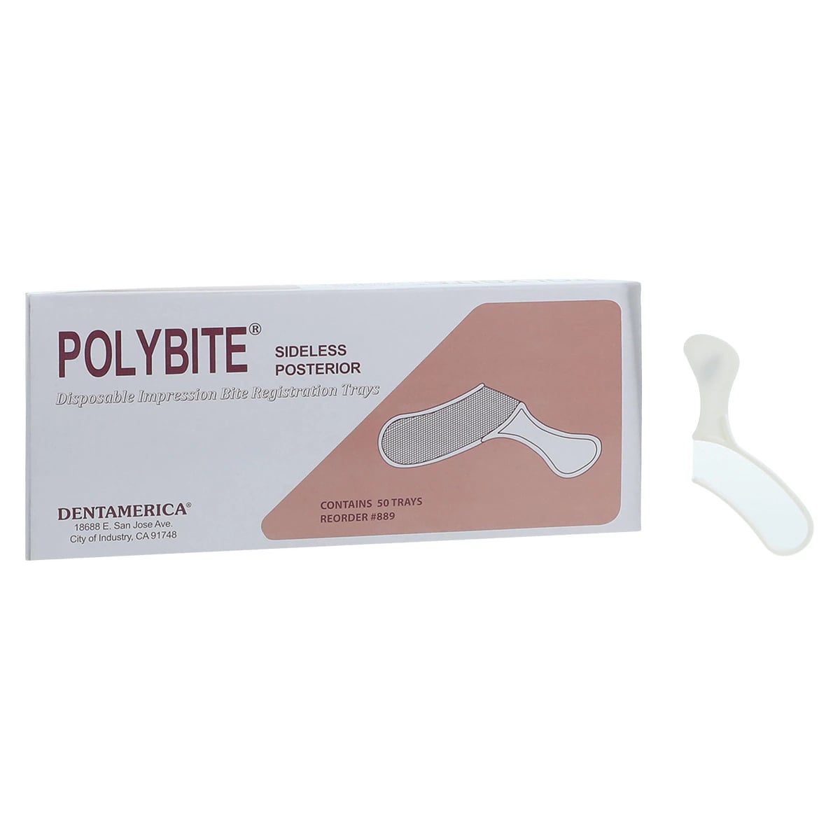 Polybite Disposable Bite Registration Trays, Sideless Posterior, 3-in-1, 50/Box, 889