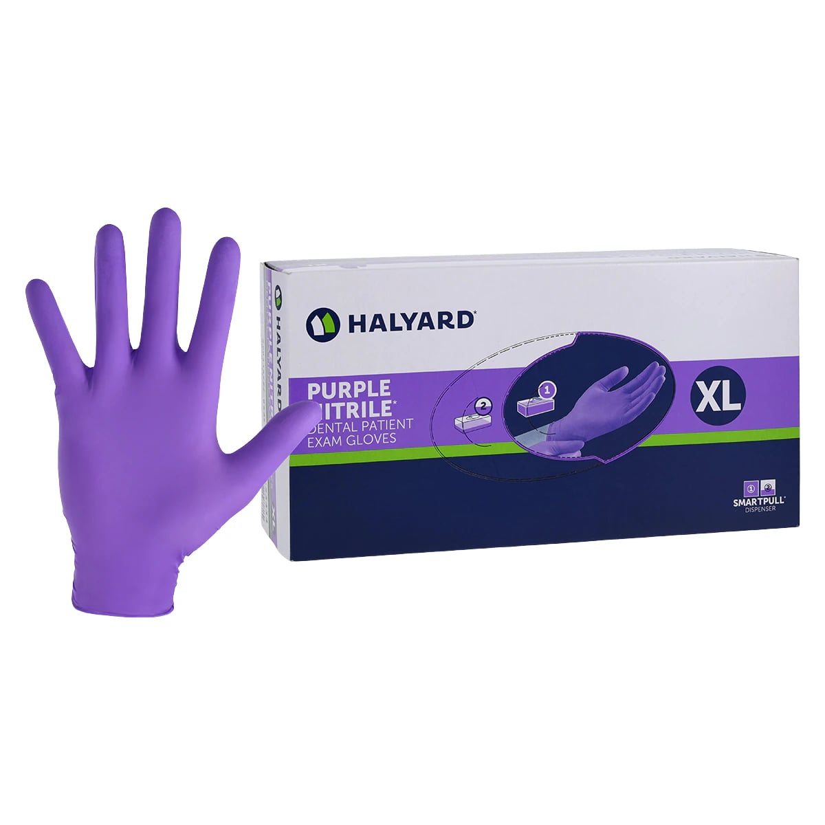 O & M Halyard Purple Nitrile Examination Gloves, Powder-Free, Non-Sterile, Latex-Free, X-Large, Purple, 100/Bx