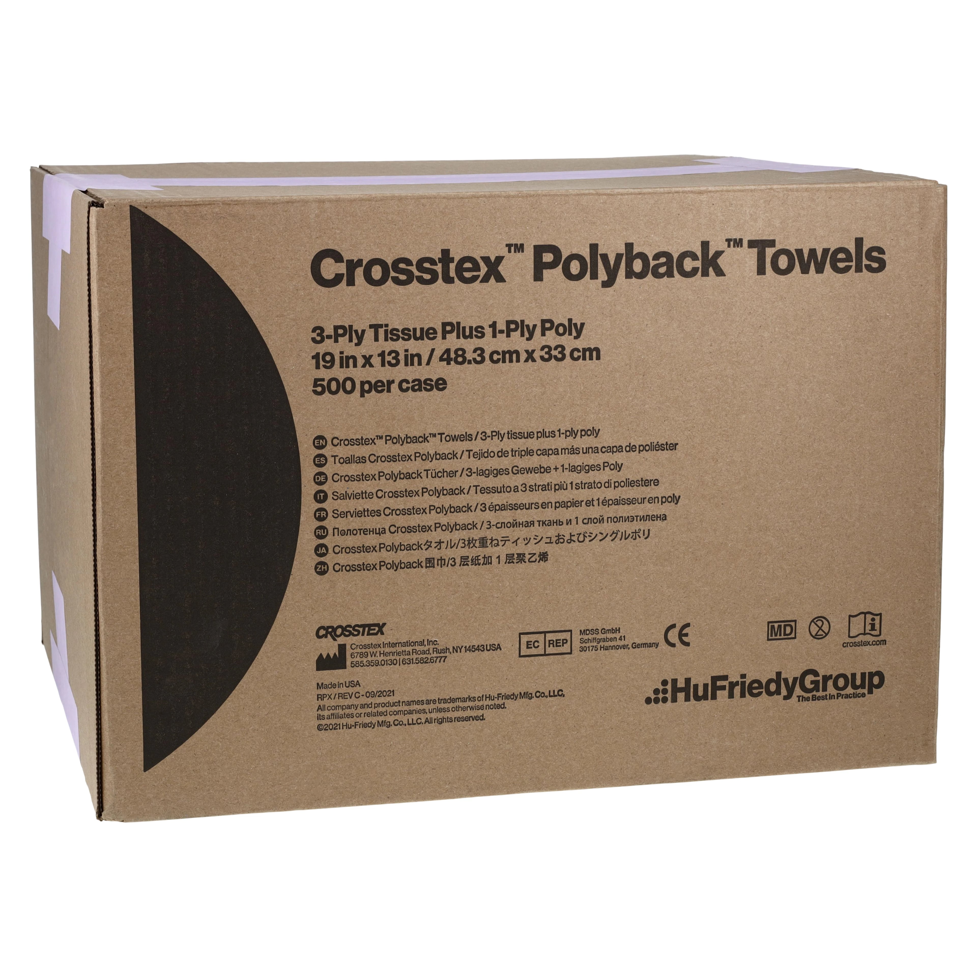 Crosstex Polyback Patient Bibs, 3-Ply Paper/1-Ply Poly, Lavender, 13" x 19", 500/Case, WPXLV