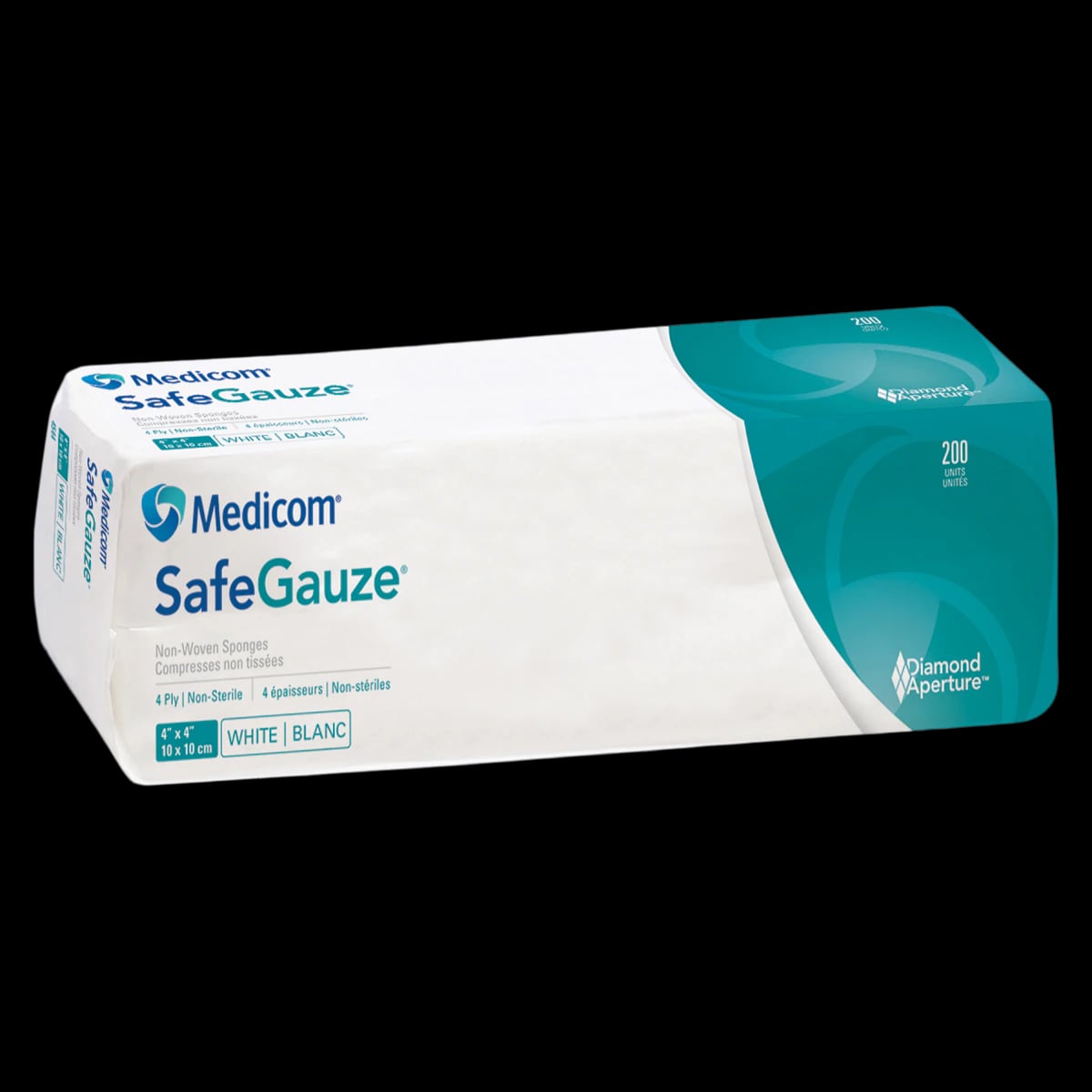 Medicom SafeGauze Premium Non-Woven Sponges with Diamond Aperture, 4" x 4", 4-Ply, Non-Sterile, 2000/Case, 4544