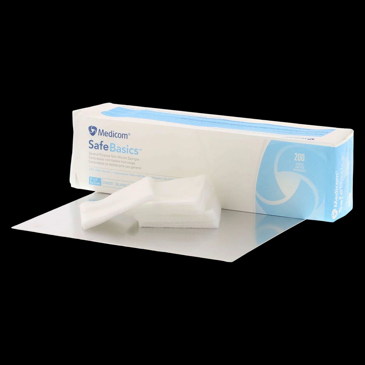 SafeBasics Non-Woven Sponges, 2" x 2", 4-Ply, Non-Sterile, 5000/Case, 2101-CH