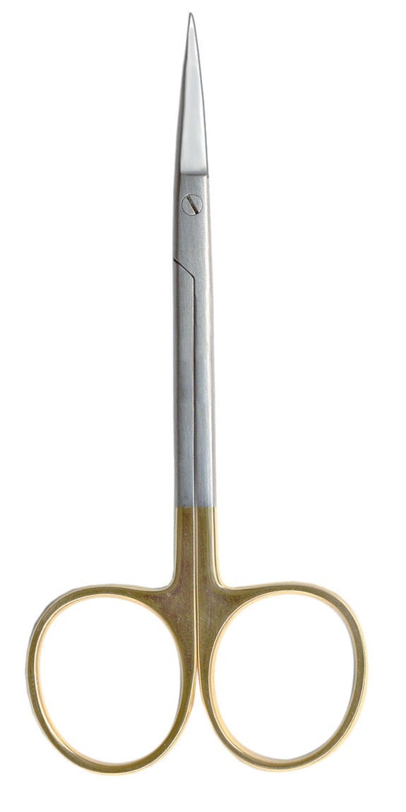 A. Titan Iris Scissors, Straight, Tungsten Carbide Tips, 4.5", Stainless Steel, Made in Germany