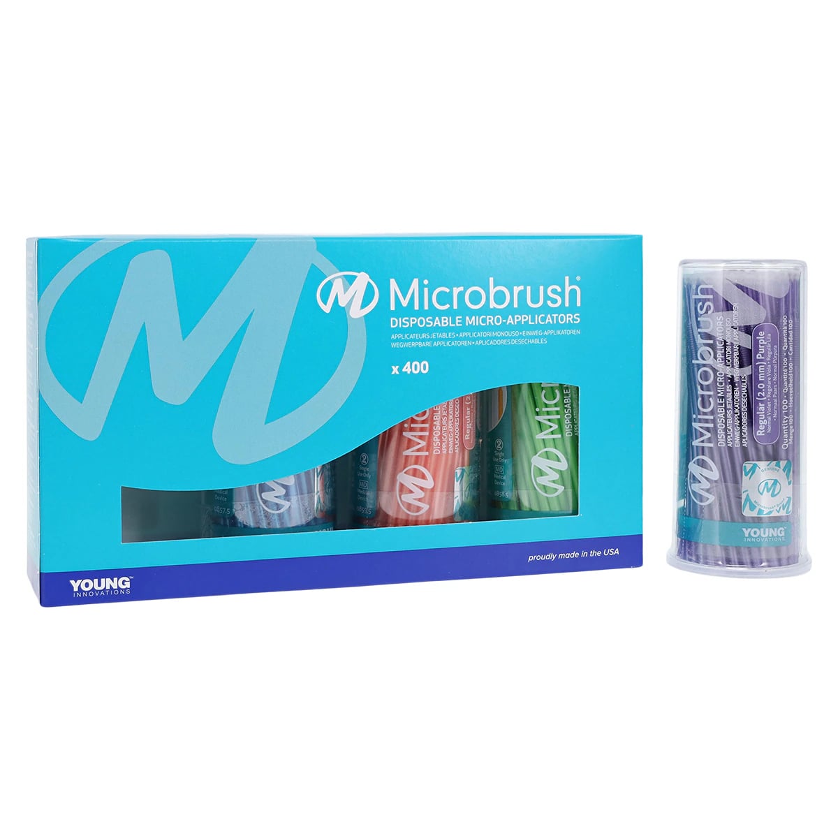 Microbrush Tube Series Disposable Micro Applicators, Regular 2mm, Assorted Colors, 400/Pk, MRA400