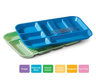 Plasdent Divided Set-Up Tray, Size B (Ritter), 13 1/2" x 9 5/8" x 7/8", Neon Green, 1/Pk, 300BDS-4