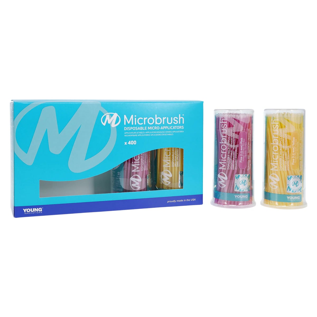 Microbrush Tube Series Disposable Micro Applicators, Fine 1.5mm, Yellow/Pink, 400/Pk, MFA400