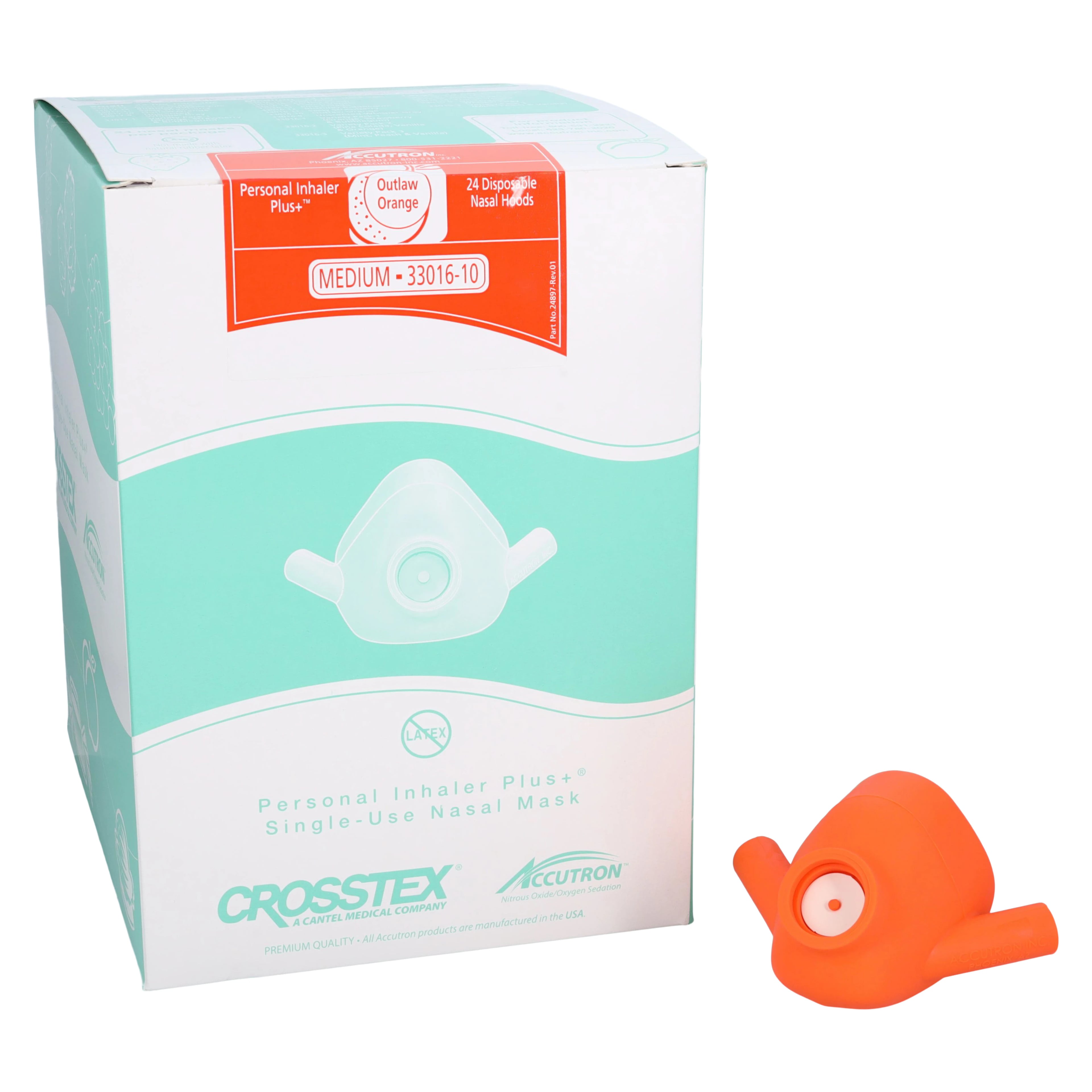 Accutron Personal Inhaler Plus+ (PIP+) Single-Use Nasal Hoods, Medium, Outlaw Orange Scent, Latex-Free, 24/Pk, 33016-10