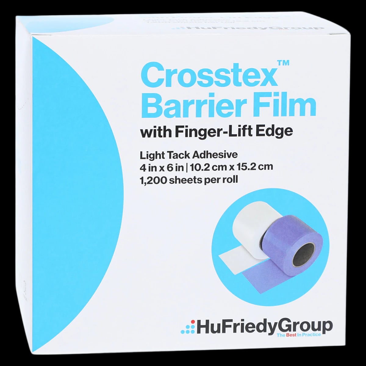 Crosstex Finger Lift Edge Barrier Film, Blue, 4" x 6", 1200 Sheets/Roll, BFBL