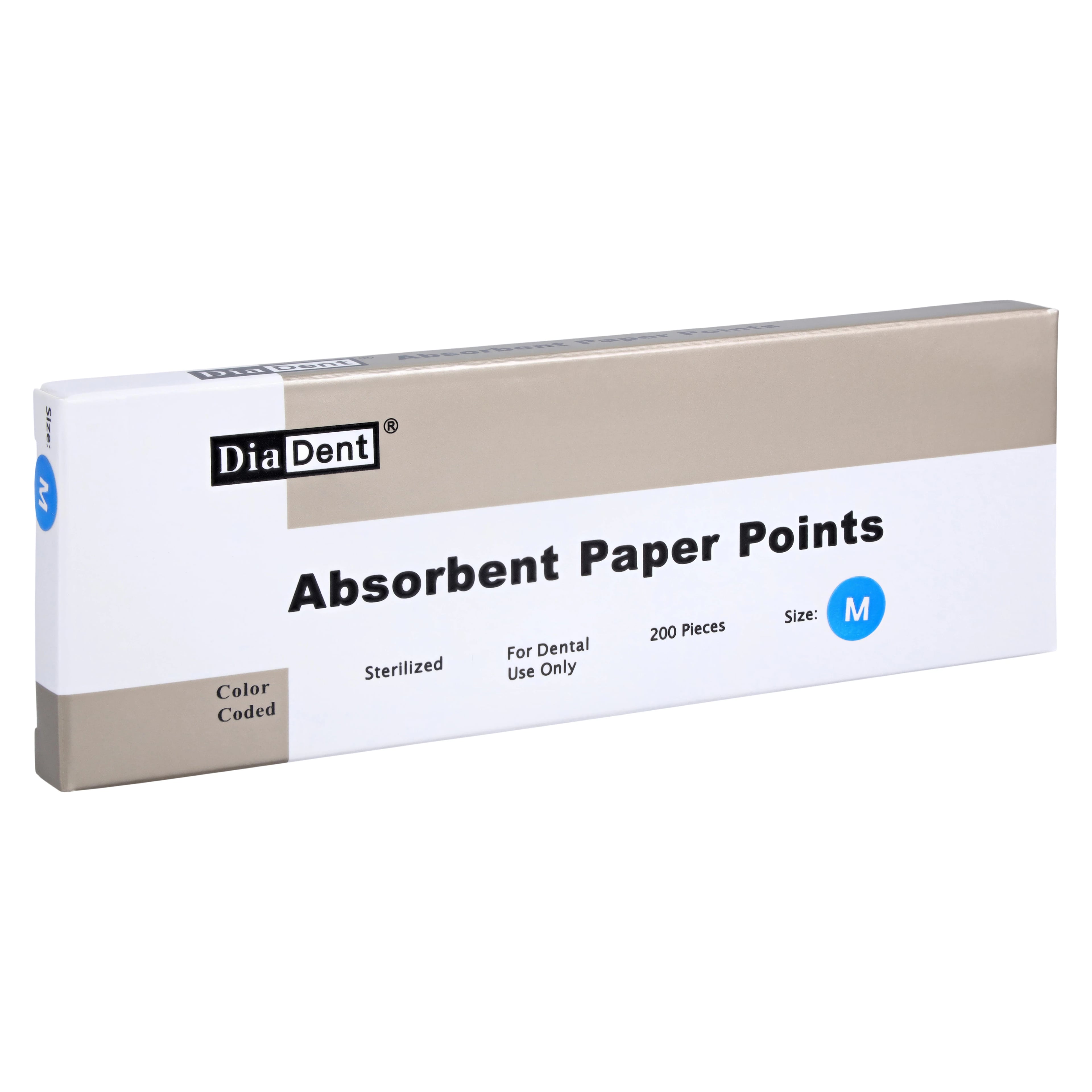 Diadent Absorbent Paper Points, Accessory Size Medium, Non-Marked, .02 Taper, Cell Pack, 200/Pk, 202-304