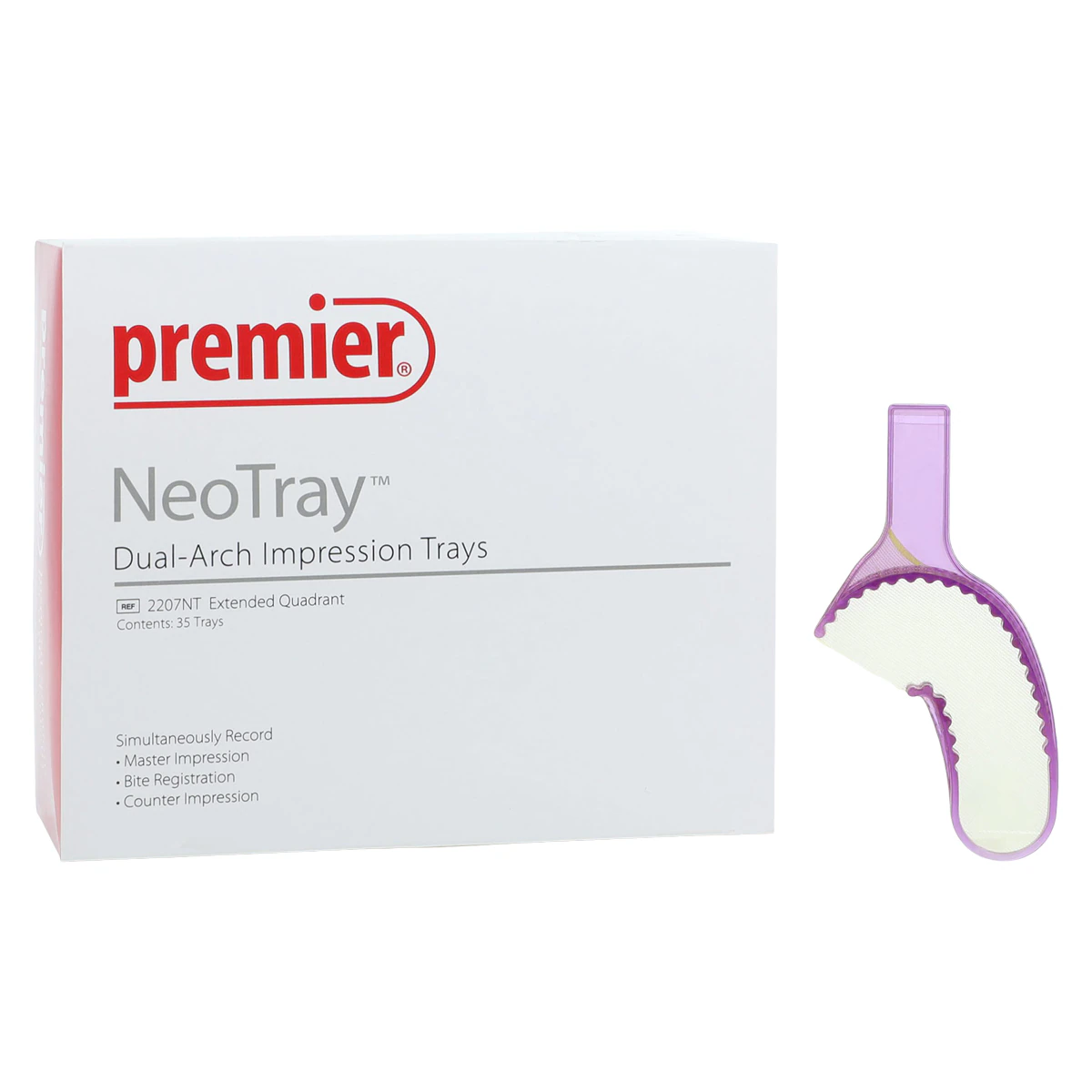 NeoTray Extended Quadrant Triple Bite Impression Trays, Gold Mesh, 35/Pkg, 2207NT