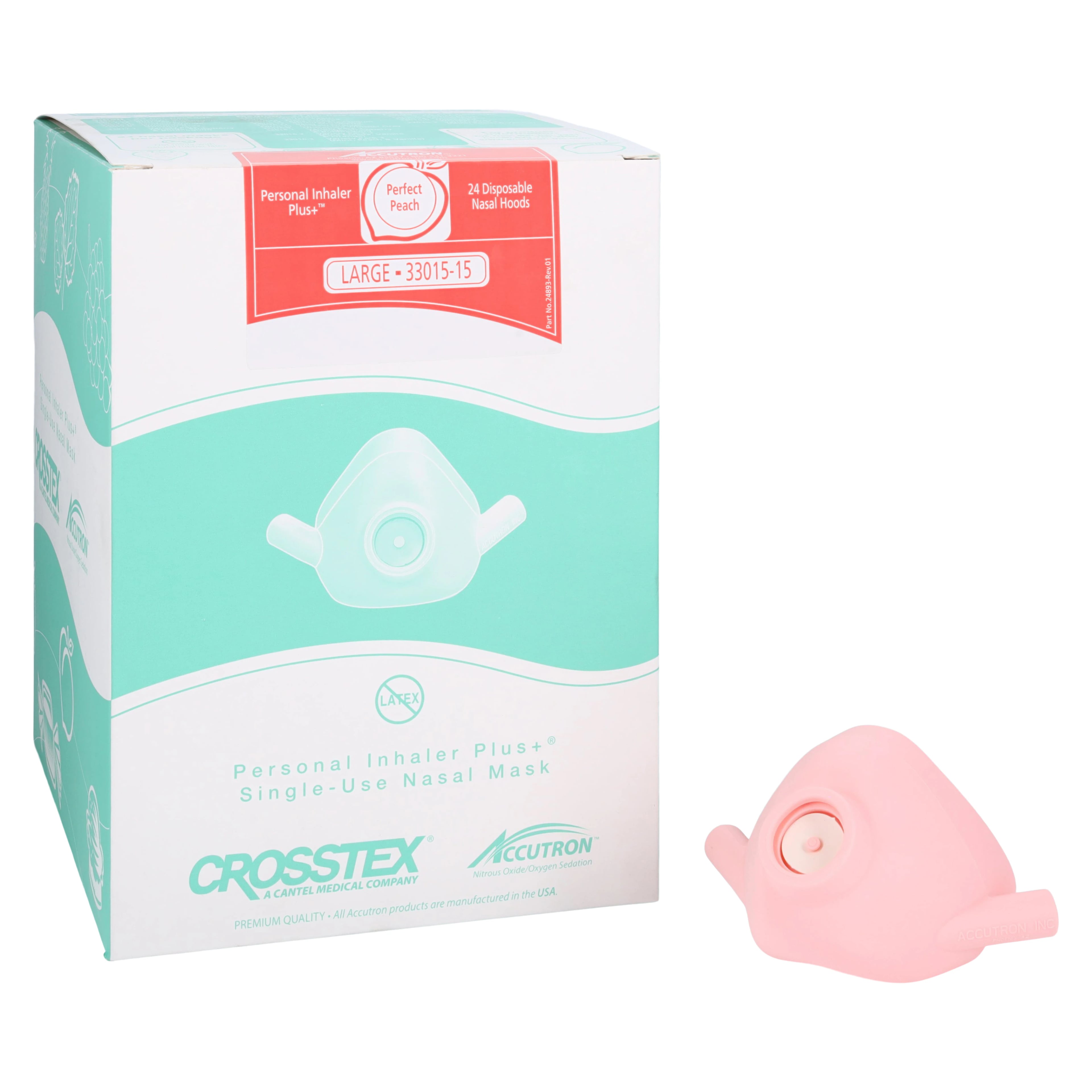 Accutron Personal Inhaler Plus (PIP+) Single-Use Nasal Hoods, Large, Perfect Peach, Latex-Free, 24/Pk, 33015-15