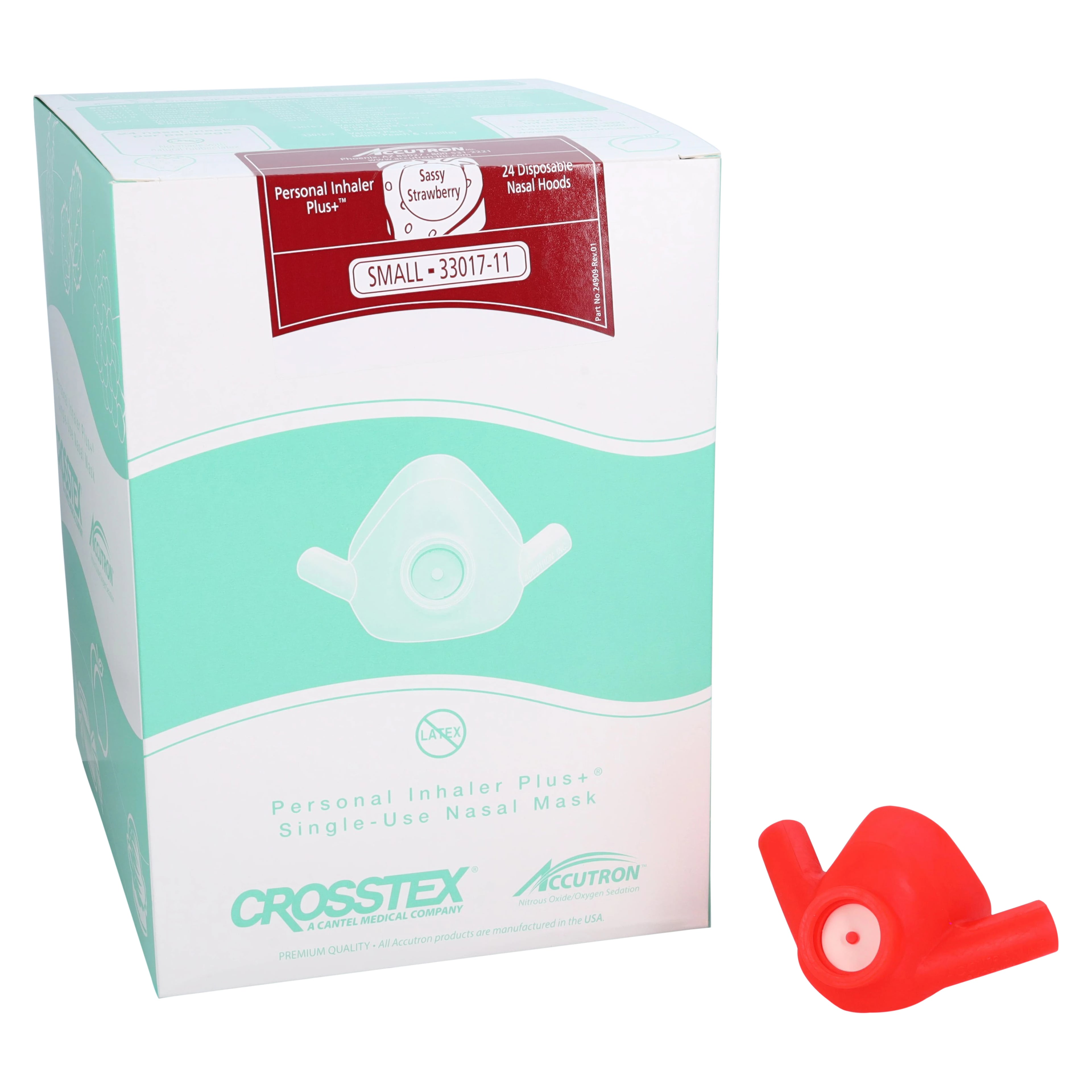 Accutron Personal Inhaler Plus+ (PIP+) Single-Use Nasal Hoods, Small, Sassy Strawberry Scented, Latex-Free, 24/Pk, 33017-11