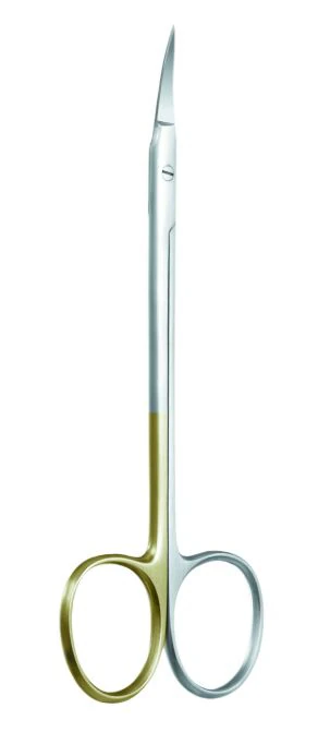 A. Titan Instruments Fine Iris Curved Scissor, Super Cut, Serrated, 4.5"