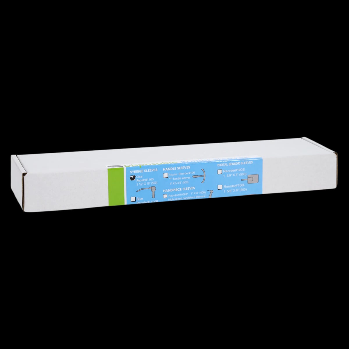 Pac-Dent Clear Air/Water Syringe Sleeve with Pre-Cut Opening, 2.5" x 10", 500/Box, #100