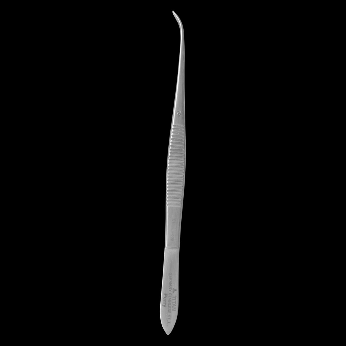 A. Titan Perry Cotton Plier, Short Curved, Serrated, Stainless Steel