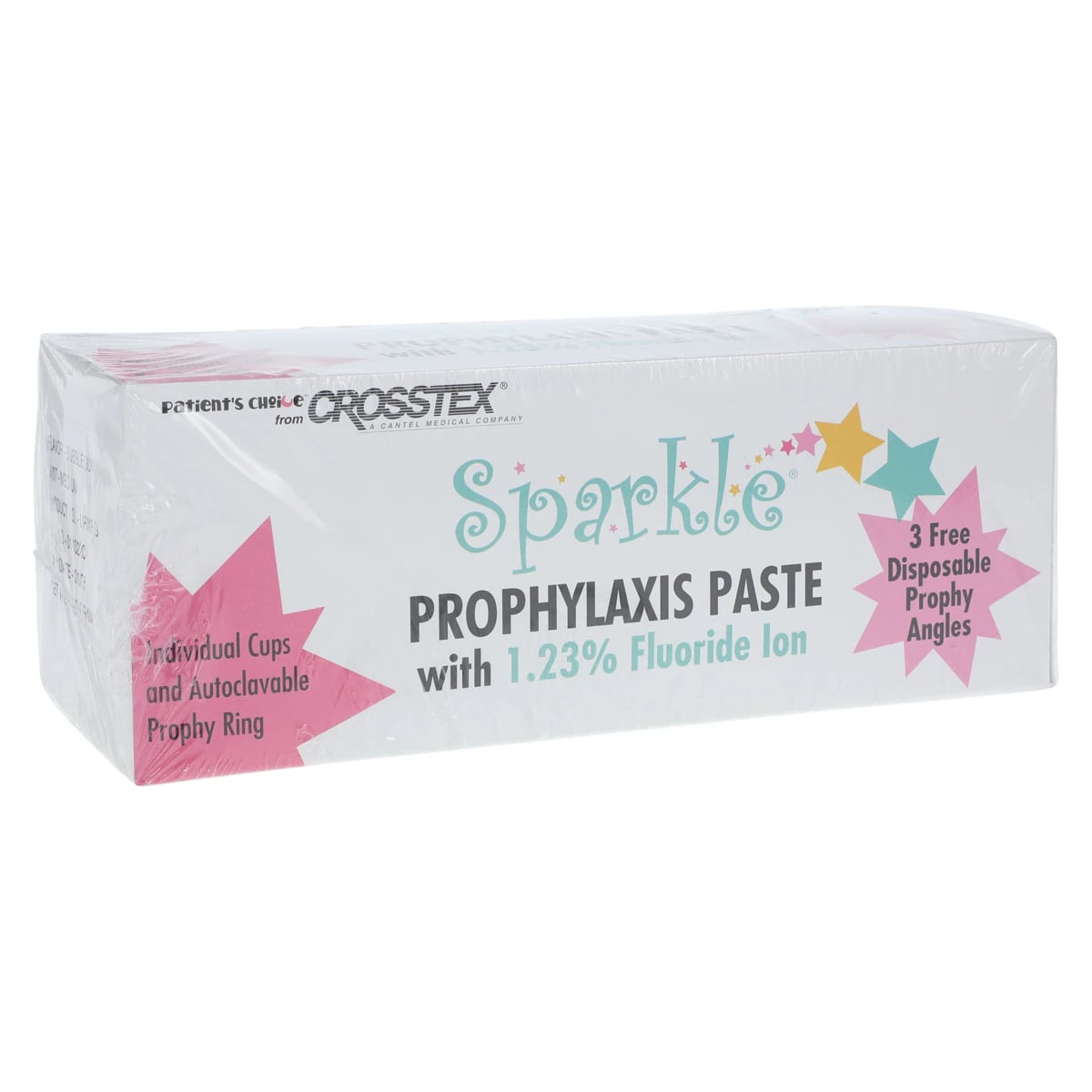Crosstex Sparkle Prophy Paste with Xylitol, Medium Grit, Bubble Gum Flavor, Unit Dose Cups, 200/Box, UPMBG