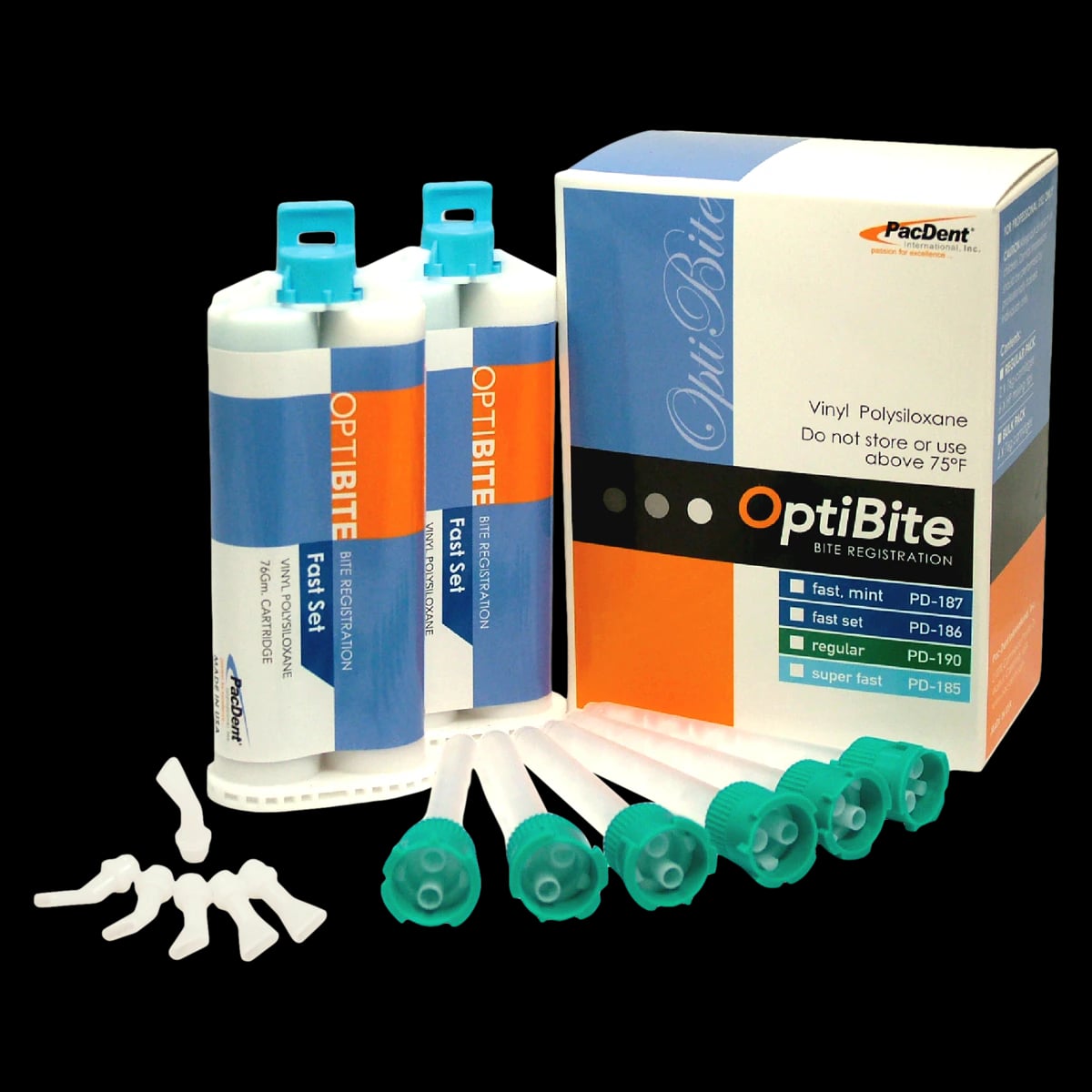 Elements Bite Registration Fast Set, Vinylpolysiloxane, Unflavored, 2 x 50 mL Cartridges with 6 Mixing Tips, PD-186