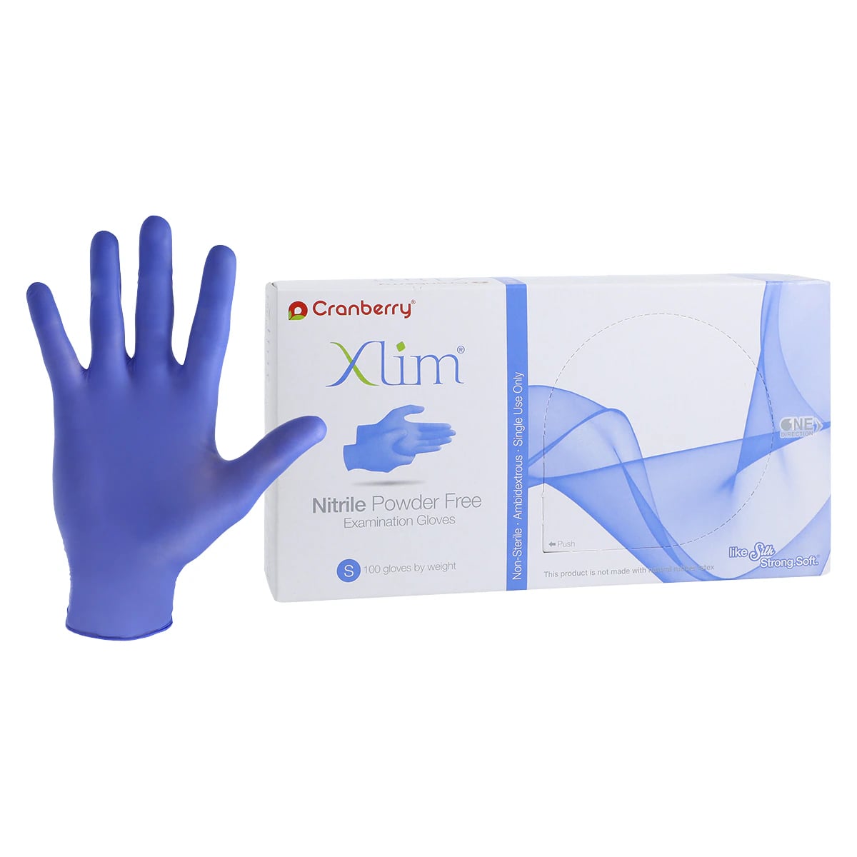 Cranberry Xlim Nitrile Examination Gloves, Powder-Free, Non-Sterile, Small, Neo Blue, 100/Box, CR3126