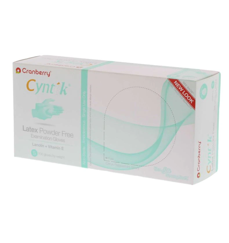 Cranberry Cyntek Powder-Free Latex Exam Gloves, Small, Wintergreen, 100/Box, CR7836