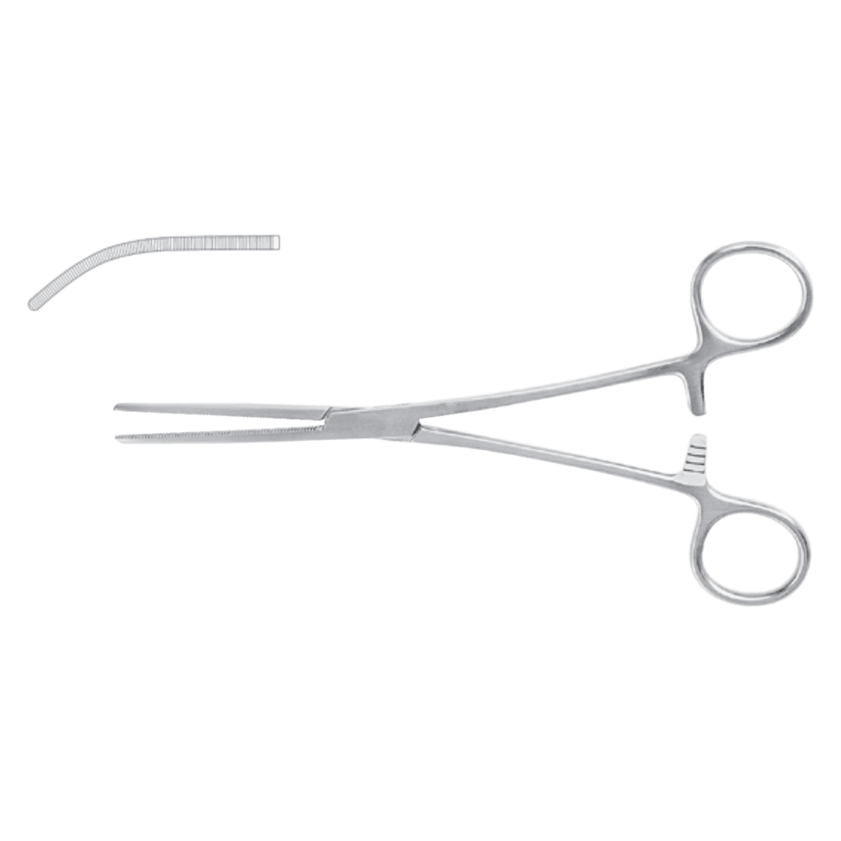 Miltex Meister-Hand Rochester-Pean Hemostatic Forceps, Curved, 7-1/4" (18.4 cm), Stainless Steel, Autoclavable, Each