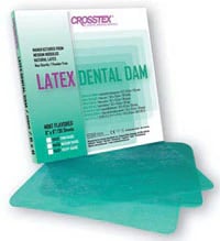 Crosstex Latex Dental Dam, Mint Flavored, Green, 6" x 6", Thin, 36/Box, 19402